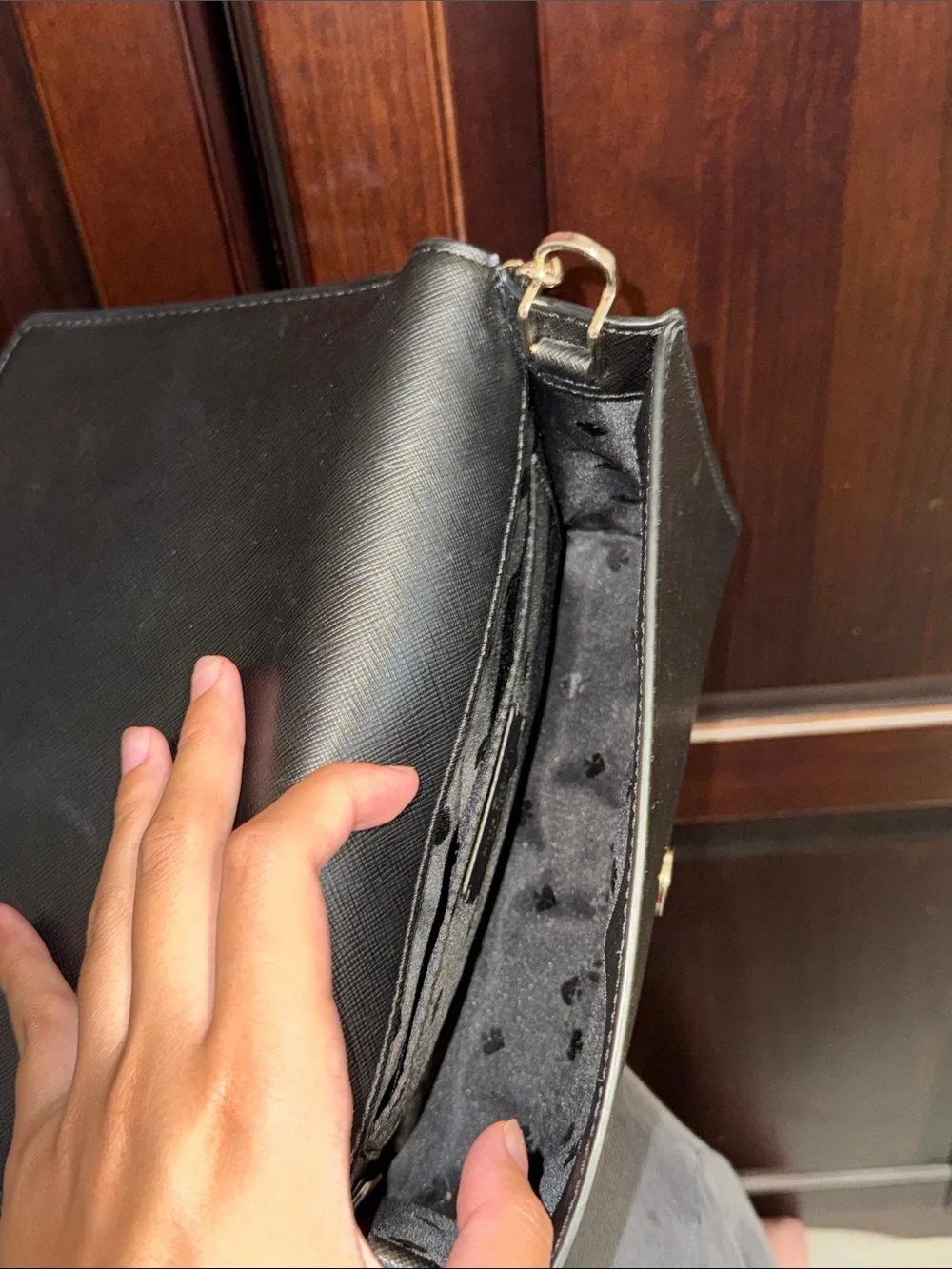 Kate spade 2-in- 1 Black Leather Shoulder Bag with Gold Hardware